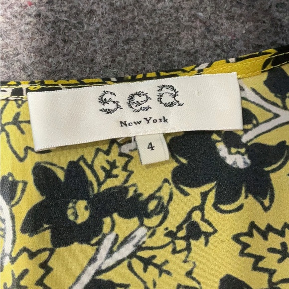 Sea New York Lana Silk Yellow and Black Floral Mini Dress Size 4 - Picture 5 of 6